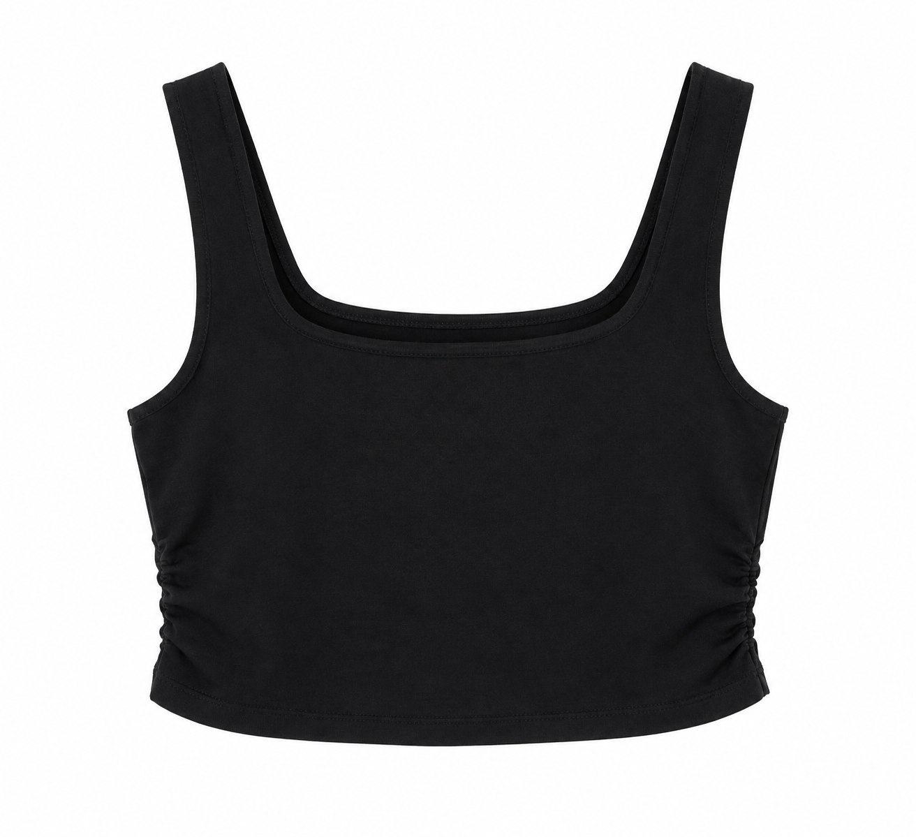Top Mila – Camiseta corta sin mangas con cuello cuadrado negra