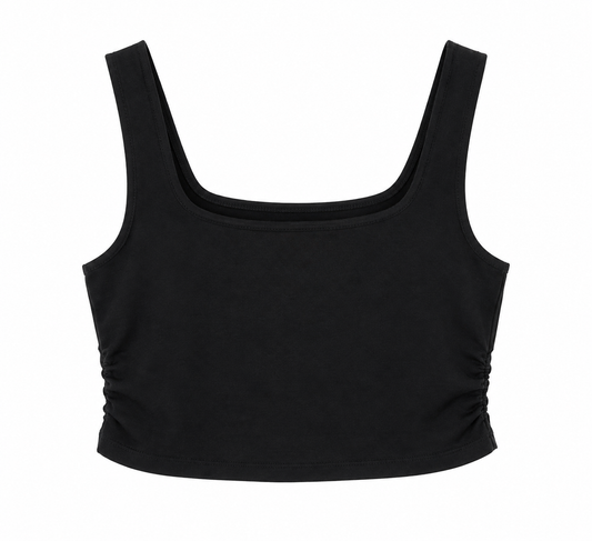 Mila Top – Black Square-Neck Crop Tank