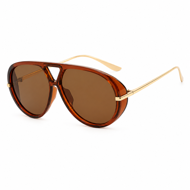 Gafas de sol aviador – Gafas de sol clásicas con montura metálica redonda